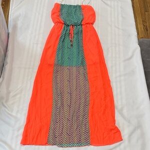 Vibrant Orange and Green Dress